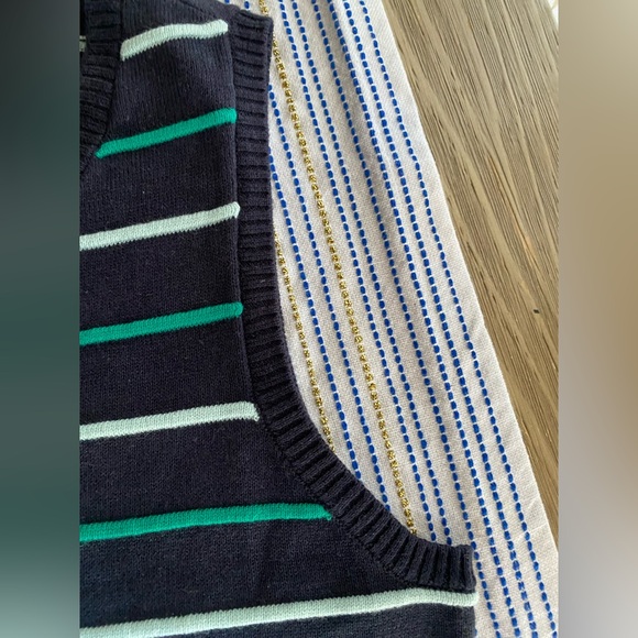 Amour Vert Chrissy Navy Striped Dress Sleeveless Sz Small NWT - Picture 5 of 7